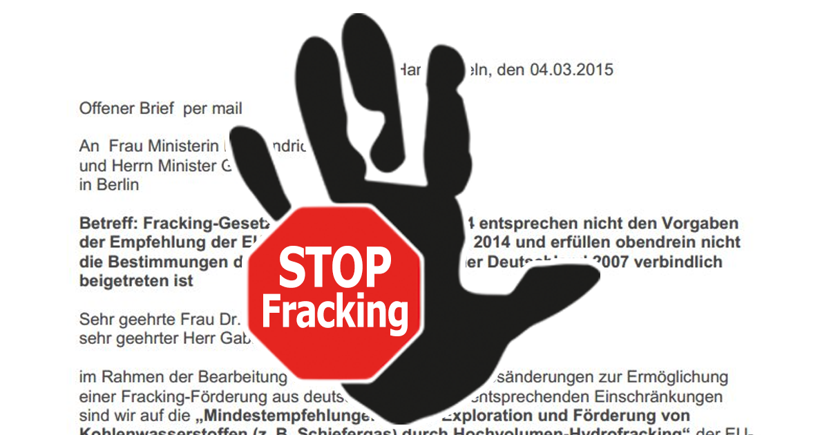 Offener Brief zu Fracking-Gesetzentwürfen