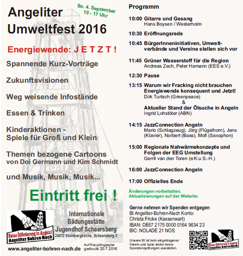Empfehlung: Angeliter Umweltfest 04.09.16 #Fracking #Erdölförderung