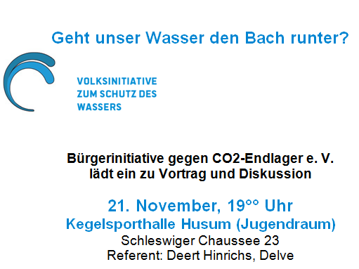 Einladung zu Vortrag und Diskussion: Geht unser #Wasser den Bach runter? 21.Nov. 17 in Husum